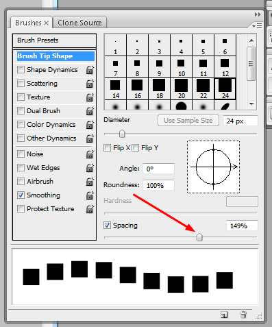 brush spacing